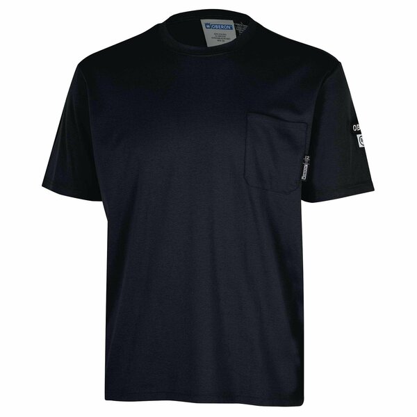 Oberon 100% FR/Arc-Rated 7 oz Cotton Interlock Safety Shirt, Short Sleeves, Navy, 4XL ZFI109-4XL